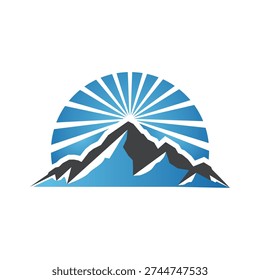 Mountain Landscape with Sun and Snow.