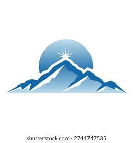 Mountain Landscape with Sun and Snow.