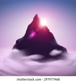 Mountain Landscape with sunlight and cloud.Vector Background