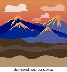 Mountain landscape at sunrise