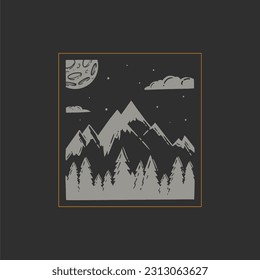 mountain landscape for t shirt and apparel
