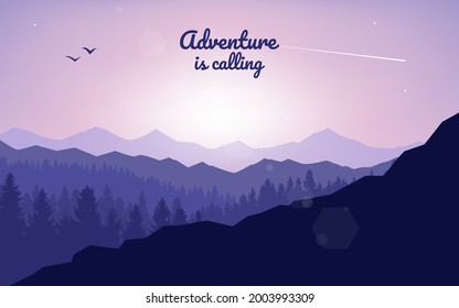 Mountain landscape. Tourist flyer,  background, booklet. Adventure, hiking, camping, vacation. Abstract landscape, Vector banner with polygonal landscape illustration, Minimalist style, Flat design
