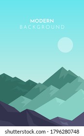 Mountain landscape, Tourist, travel background. Abstract landscape, Vector banner with polygonal landscape illustration, Minimalist style