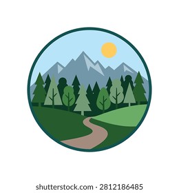 Mountain landscape with trees and path