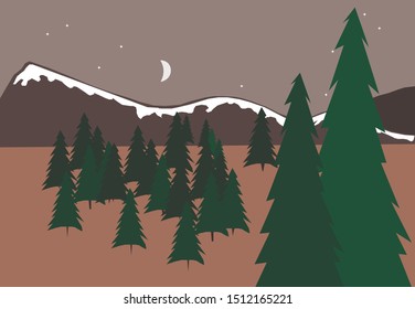 Mountain landscape with trees vector illustration