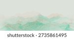 Mountain landscape vector background with soft mint haze mountains with gentle lines and copyspace in mint and green and cream. Dreamy design for wallpaper, header, web, branding.