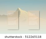 Mountain landscape vector background with tall peak in morning sunrise haze. Two overlay text spaces for presentation or infographics. Eps10 vector illustration