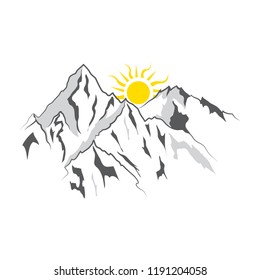 Mountain and landscape vector black on white