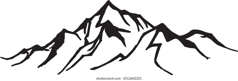 Mountain and landscape vector black on white background
