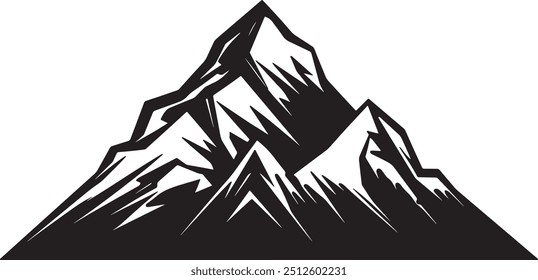 Mountain and landscape vector black on white background