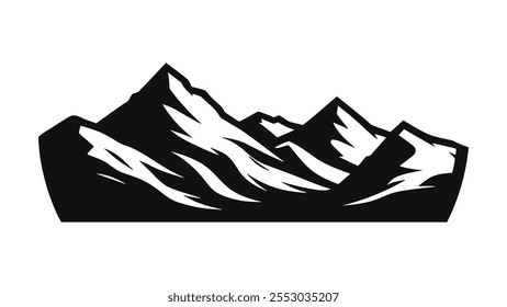 Mountain and landscape vector black on white background, Mountains Vector designs Illustrations