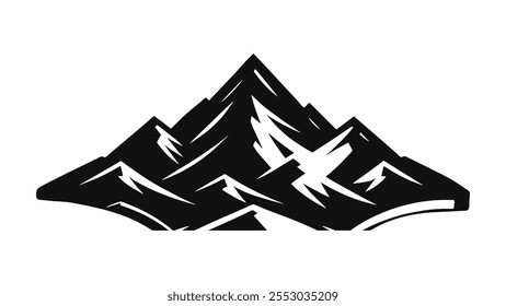 Montanha e paisagem vetor preto sobre fundo branco, Montanhas Vetor projetos Ilustrações