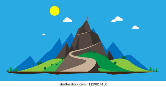 Mountain landscape vector. Conquering the peaks,illustration