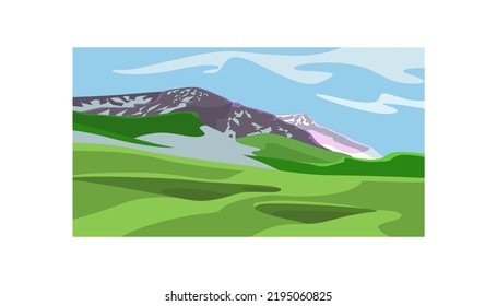Mountain landscape. Vector flat illustration. Banner, background.