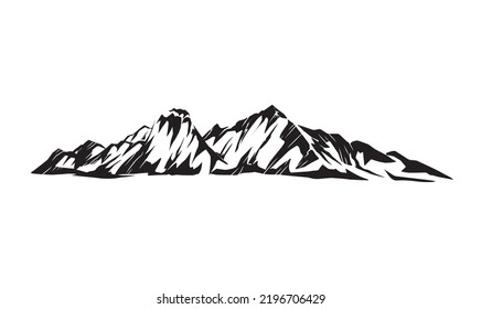 mountain landscape vector hand drawing. useful for logo design elements.