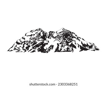 mountain landscape vector hand drawing. useful for logo design elements.