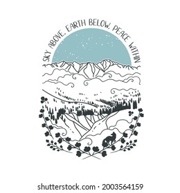 Mountain landscape. Vector hand drawn illustration