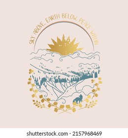 Mountain landscape. Vector hand drawn illustration