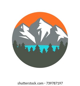 Mountain landscape. Vector icon.
