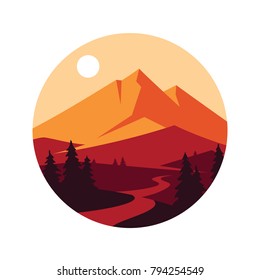 Mountain landscape. Vector icon.