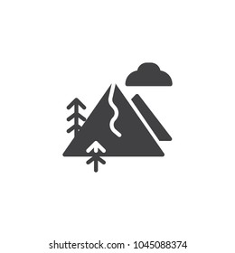 Mountain Landscape Vector Icon. Filled Flat Sign For Mobile Concept And Web Design. Ski Slope Mountain Cloud, Trees Simple Solid Icon. Symbol, Logo Illustration. 