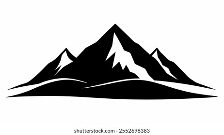 Um ícone de vetor de paisagem de montanha em um plano de fundo branco