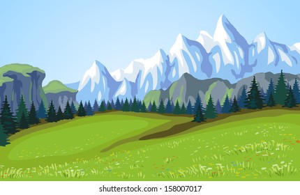 Mountain landscape. Vector illustration.