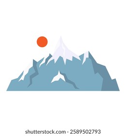 Mountain landscape vector illustration, collection of mountains in flat design style