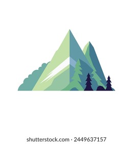 Mountain landscape vector illustration design element, camping or outdoor icon, climbing or hiking concept