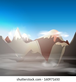 Mountain landscape, vector illustration, eps10, 3 layers, easy editable
