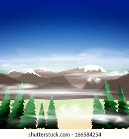 Mountain landscape, vector illustration, eps10, 4 layers, easy editable