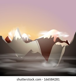 Mountain landscape, vector illustration, eps10, 3 layers, easy editable
