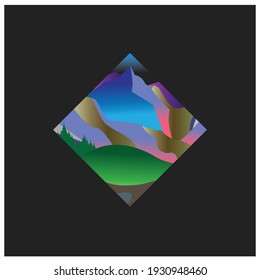 Ilustración de vectores montañosos y paisajísticos, mini diseño