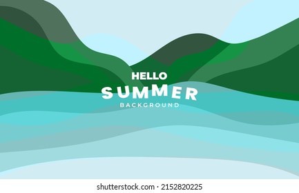 mountain landscape vector illustration with sea for summer collection