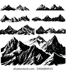 mountain landscape vector illustration set