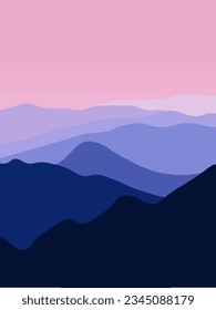 Mountain landscape vector illustration in a simple and elegant design. This illustration is suitable for wall decor.