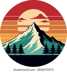   Mountain landscape vector illustration style.
