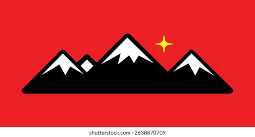 Mountain landscape vector illustration with sunset and nature elements