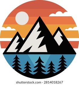 Mountain landscape vector on white background.