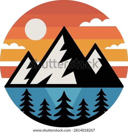 Mountain landscape vector on white background.