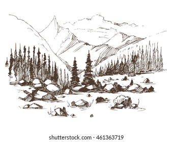 Mountain Landscape. Vector Sketch