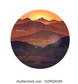 MOUNTAIN landscape vector sunset graphic outdoor