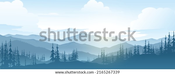 Mountain\
landscape vectors with bright sky\
surfing.
