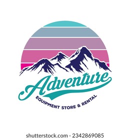 Berglandschaft, Vektorgrafik im Vintage-Stil, gut für T-Shirt-Design auch Stickereipflaster für Hut
