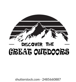 a mountain landscape with vintage logo elements
