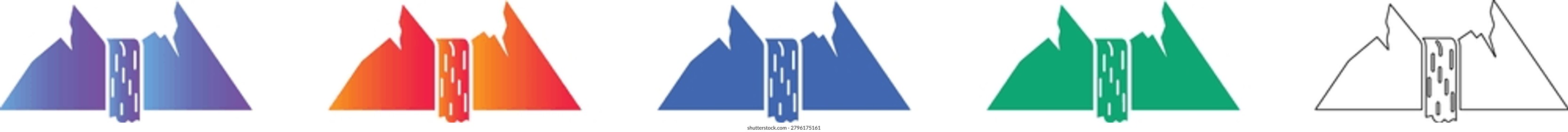 Mountain Landscape and Waterfall Icons vol 1176
