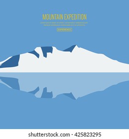 Mountain landscape for web site, print, poster, presentation, infographic, logo. Flat design illustration.