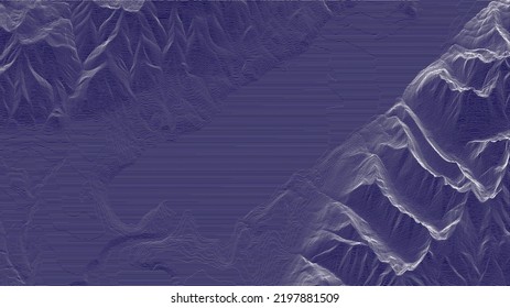 Mountain landscape. Wireframe surface. Peak map. Lake Quinault. 3d Vector outline illustration. 