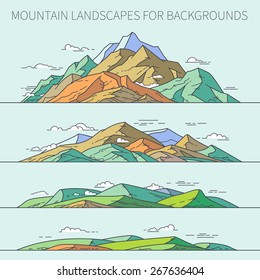 Mountain landscapes for backgrounds. Mountains can be combined into a single mountain range. It is the universal set. Just by changing the colors can easily change the mood of the picture.