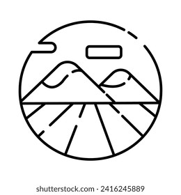 mountain landscapes field vector nature line solid icon logo art landscapes. illustration design hand draw web 